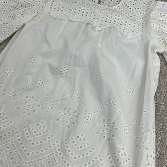 Rebecca minkoff white eyelet lace short sleeve mini dress coverup - Picture 5 of 11